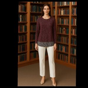 J. Jill Pima Cotton Modal Spotted Long Sleeve Tunic Top Womens Sz M Brown Black●